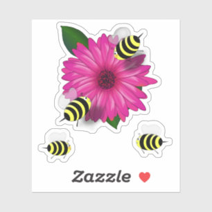 Bijen die bijeenkomen in roze ventiel sticker