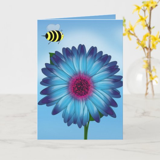 Bijen die bijeenkomen om blauw te blazen kaart (Gele Bloem)