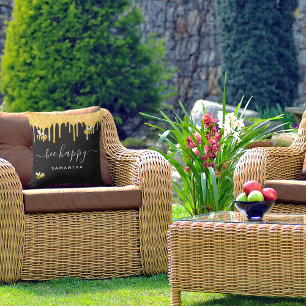 Bijen die blij zijn met hommels die zwart gouden m buitenkussen