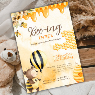 Bijen-dzijn Drie Honey Beer 3de Verjaardag Geel Kaart