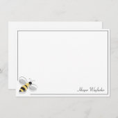 Bijen Eenvoudige rand Witte Zwarte Gele Naam Notitiekaartje (Voorkant / Achterkant)