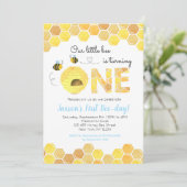 Bijen eerste 1e verjaardag uitnodiging voor jongen (Staand voorkant)