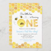 Bijen eerste 1e verjaardag uitnodiging voor jongen (Voorkant / Achterkant)