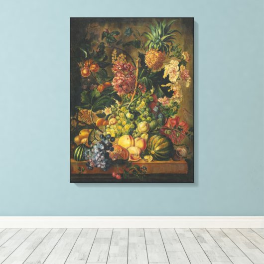 Bijen en ananas | Olieverf Canvas Afdruk (Insitu (Houten vloer))