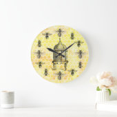 Bijen en Antiek bijenkorven op Honeycomb Clock Grote Klok (Huis)