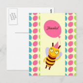 Bijen en ballonnen Girl Birthday Party Briefkaart (Voorkant / Achterkant)