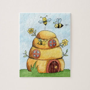 Bijen En Bijenkorf Aquarel Schilderij Legpuzzel