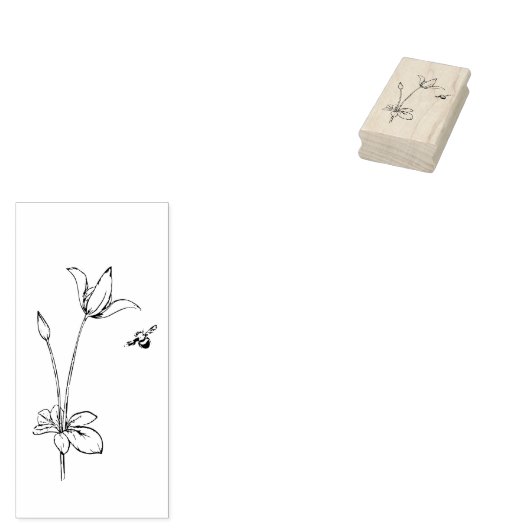 Bijen en Bloem Art Stamp Rubberstempel (Gestempeld)