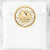 Bijen en Bloem Logo Bijenwas Kaarsetiket Ronde Sticker (Tas)