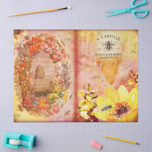  bijen en bloem tissuepapier (Craft)