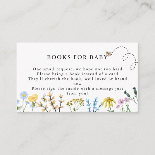 Bijen en bloemen | Baby shower boeken voor Baby Informatiekaartje (Voorkant)