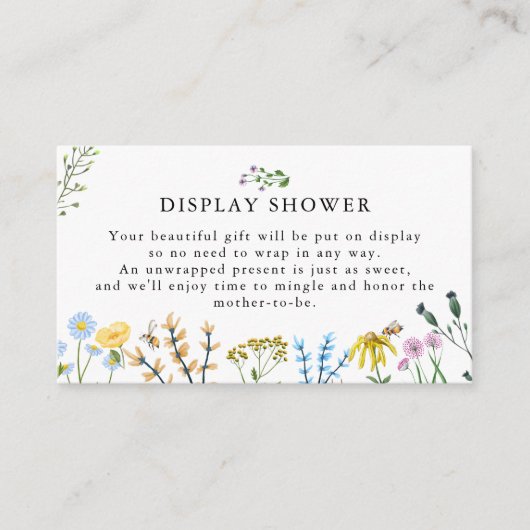 Bijen en bloemen | Baby shower Display Douche Informatiekaartje (Voorkant)