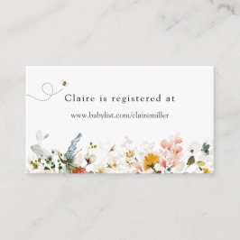 Bijen en  Bloemen Baby shower Register Informatiekaartje