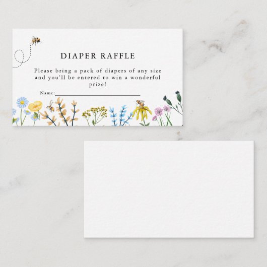 Bijen en bloemen | Baby showers luierloof Informatiekaartje (Voorkant / Achterkant)