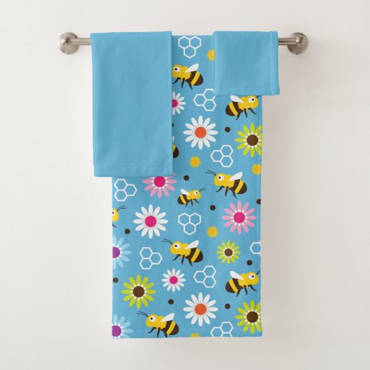 Bijen en bloemen bad handdoek (Insitu)