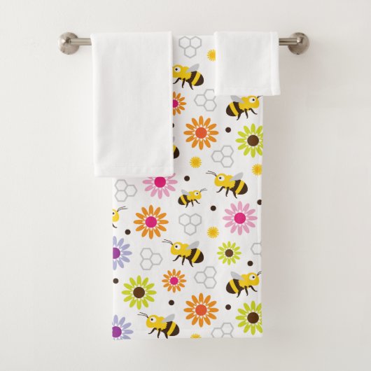 Bijen en bloemen bad handdoek (Insitu)