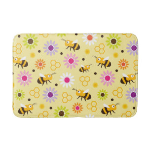 Bijen en bloemen badmat