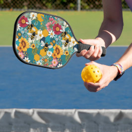 Bijen en bloemen Bijen bloem patroon Pickleball Paddle