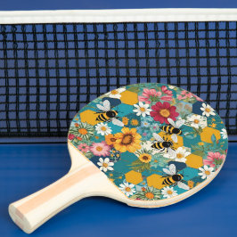 Bijen en bloemen Bijen bloem patroon Tafeltennisbatje