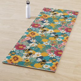 Bijen en bloemen Bijen bloem patroon Yogamat