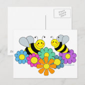 Bijen en bloemen briefkaart (Voorkant / Achterkant)