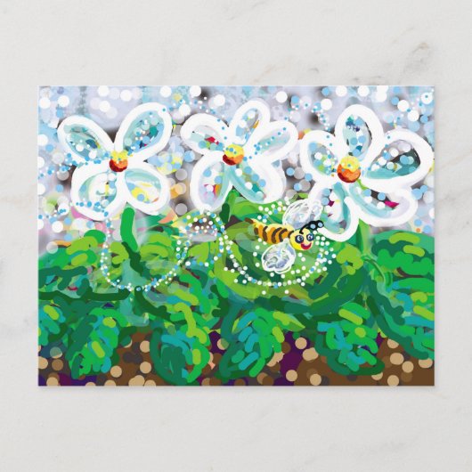 bijen en bloemen briefkaart (Voorkant)