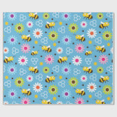 Bijen en bloemen cadeaupapier (Vlak)