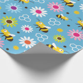 Bijen en bloemen cadeaupapier (Hoek)
