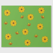 Bijen en bloemen cadeaupapier (Vlak)