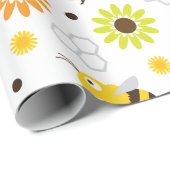 Bijen en bloemen cadeaupapier (Rol Hoek)