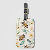 Bijen en bloemen - Cream Floral Honey Bee Pattern Bagagelabel (Voorkant (verticaal))