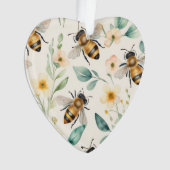 Bijen en bloemen - Cream Floral Honey Bee Pattern Ornament (voorkant)