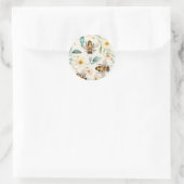 Bijen en bloemen - Cream Floral Honey Bee Pattern Ronde Sticker (Tas)