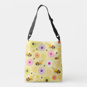 Bijen en bloemen crossbody tas (Achterkant)