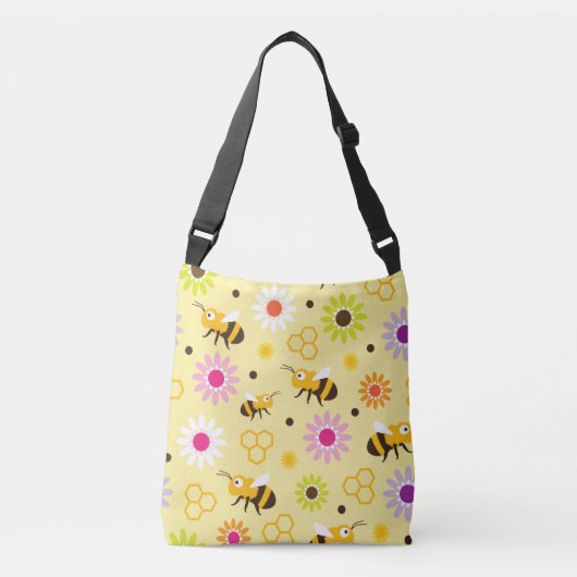 Bijen en bloemen crossbody tas (Voorkant)