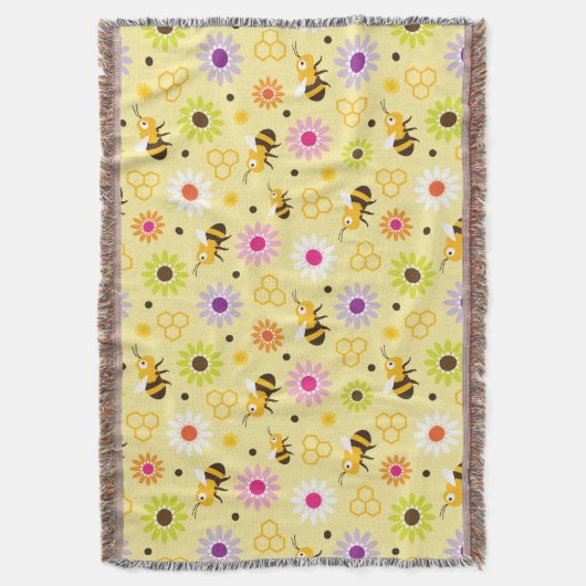 Bijen en bloemen deken (Voorkant Verticaal)