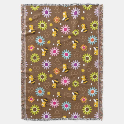 Bijen en bloemen deken (Voorkant Verticaal)