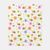 Bijen en bloemen fleece deken (Voorkant)