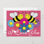 Bijen en bloemen Grafisch design waar ik van hou Briefkaart (Voorkant / Achterkant)