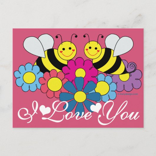 Bijen en bloemen Grafisch design waar ik van hou Briefkaart (Voorkant)