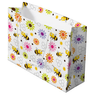 Bijen en bloemen groot cadeauzakje
