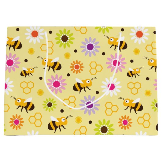 Bijen en bloemen groot cadeauzakje (Voorkant)