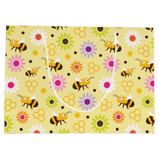 Bijen en bloemen groot cadeauzakje (Achterkant)