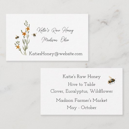 Bijen en Bloemen honingVisitekaartje Visitekaartje (Voorkant / Achterkant)