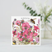 Bijen en bloemen in de lente kaart (Staand voorkant)