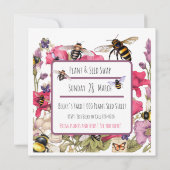 Bijen en bloemen in de lente kaart (Achterkant)