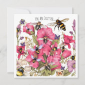 Bijen en bloemen in de lente kaart (Voorkant)