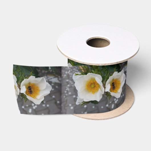 Bijen en bloemen in de lente satijnen lint (Spoel)
