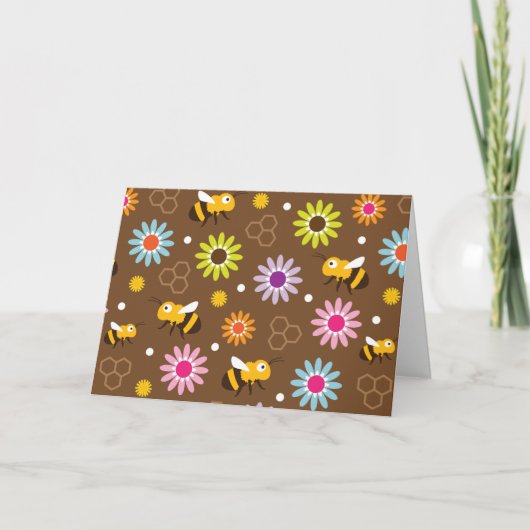 Bijen en bloemen kaart (Voorkant)