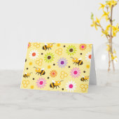 Bijen en bloemen kaart (Gele Bloem)